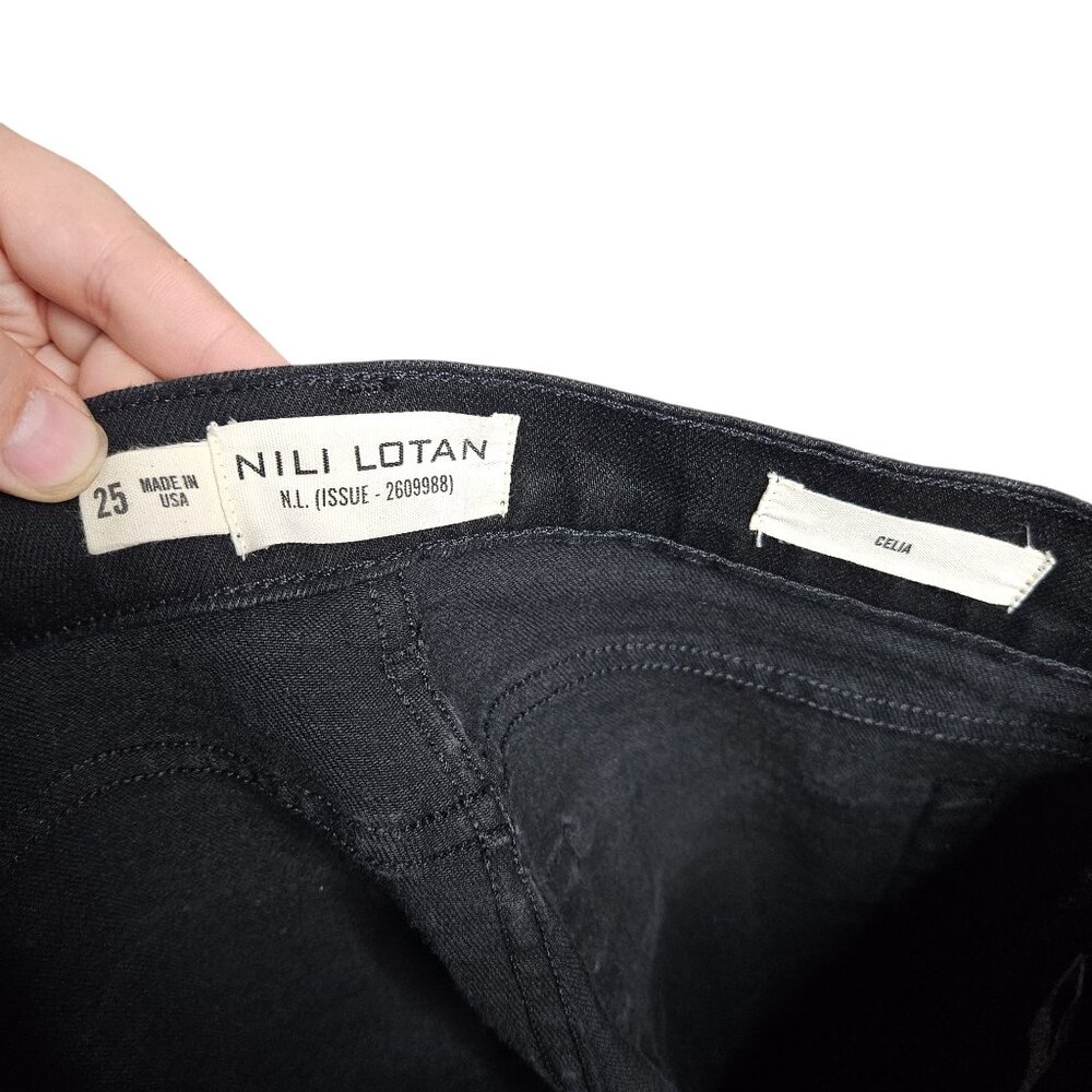 Nili Lotan Celia Distressed Black Bootcut Stretch‎ Denim Jeans Size 25 - Picture 5 of 15